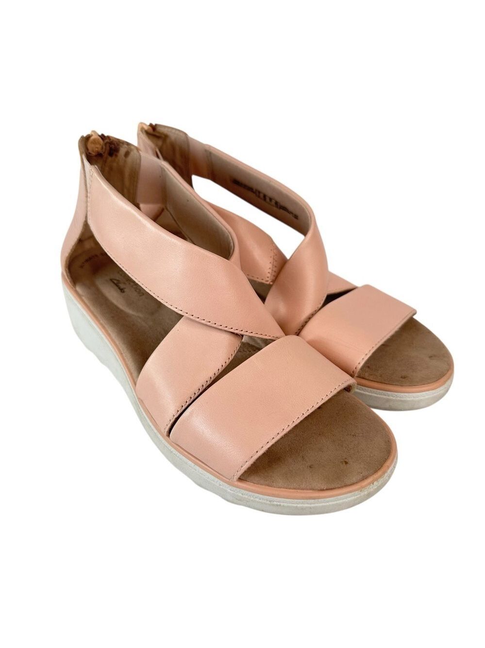 Clarks Jillian Rise Pink Comfort Walking Wedge Sandals Womens 9.5 Casual Euro 41